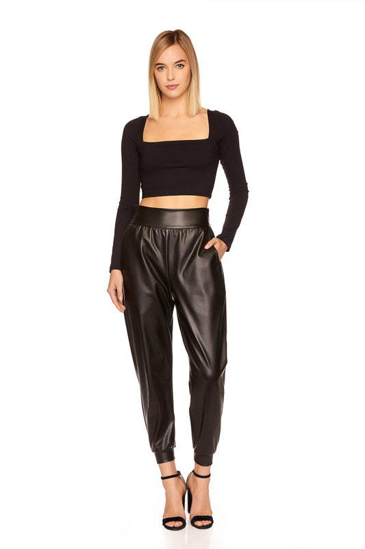 faux leather jogger